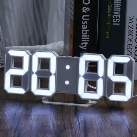 Reloj despertador digital LED 3D de pared